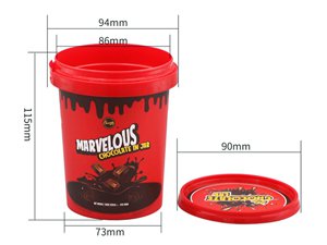 Seau en plastique IML avec couvercle 600ml, CX039D