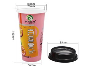 Gobelet à portion IML avec couvercle 420ml, CX012